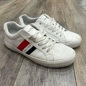 Nautica white blue and red trainers